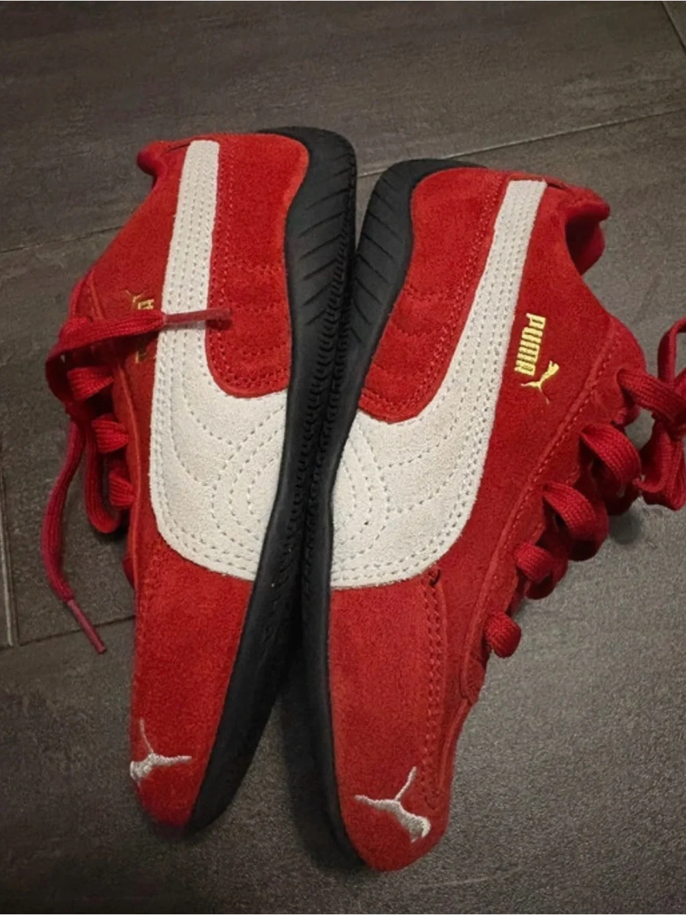 Kid Size 1C PUMA Speedcat OG Athletic Shoe -Red / White.